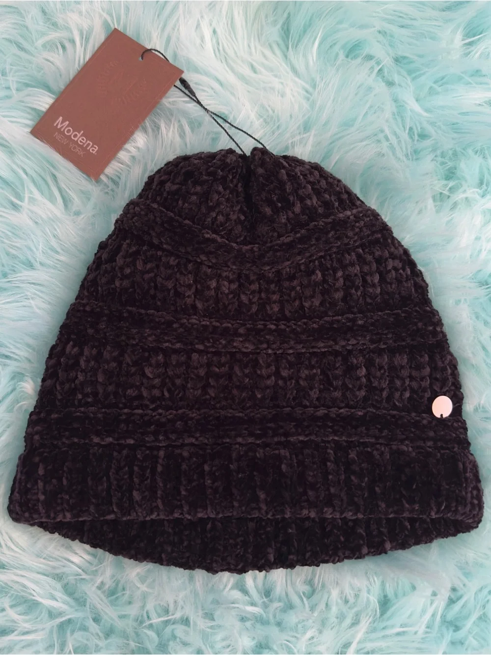 Beanie Hat Black Knit Ultra Soft By Modena NEW!